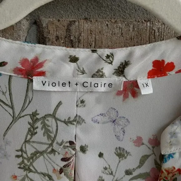 Violet + Claire Women's Floral Botanical Blouse – Size 1X - Picture 7 of 9